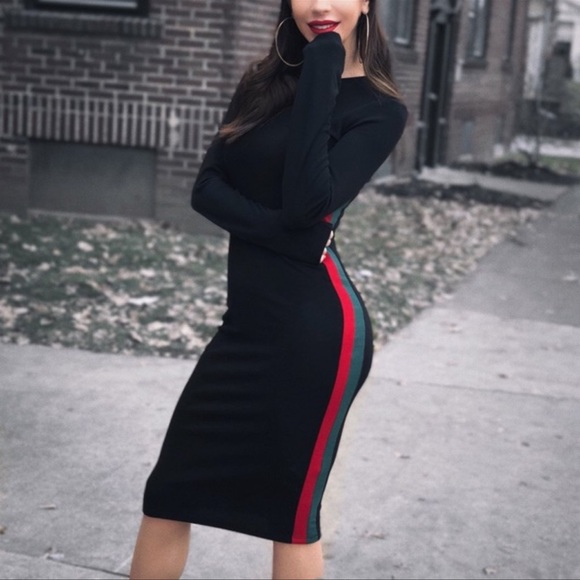 Zara Dresses & Skirts - 🌞Zara Trafaluc red green side striped jersey midi